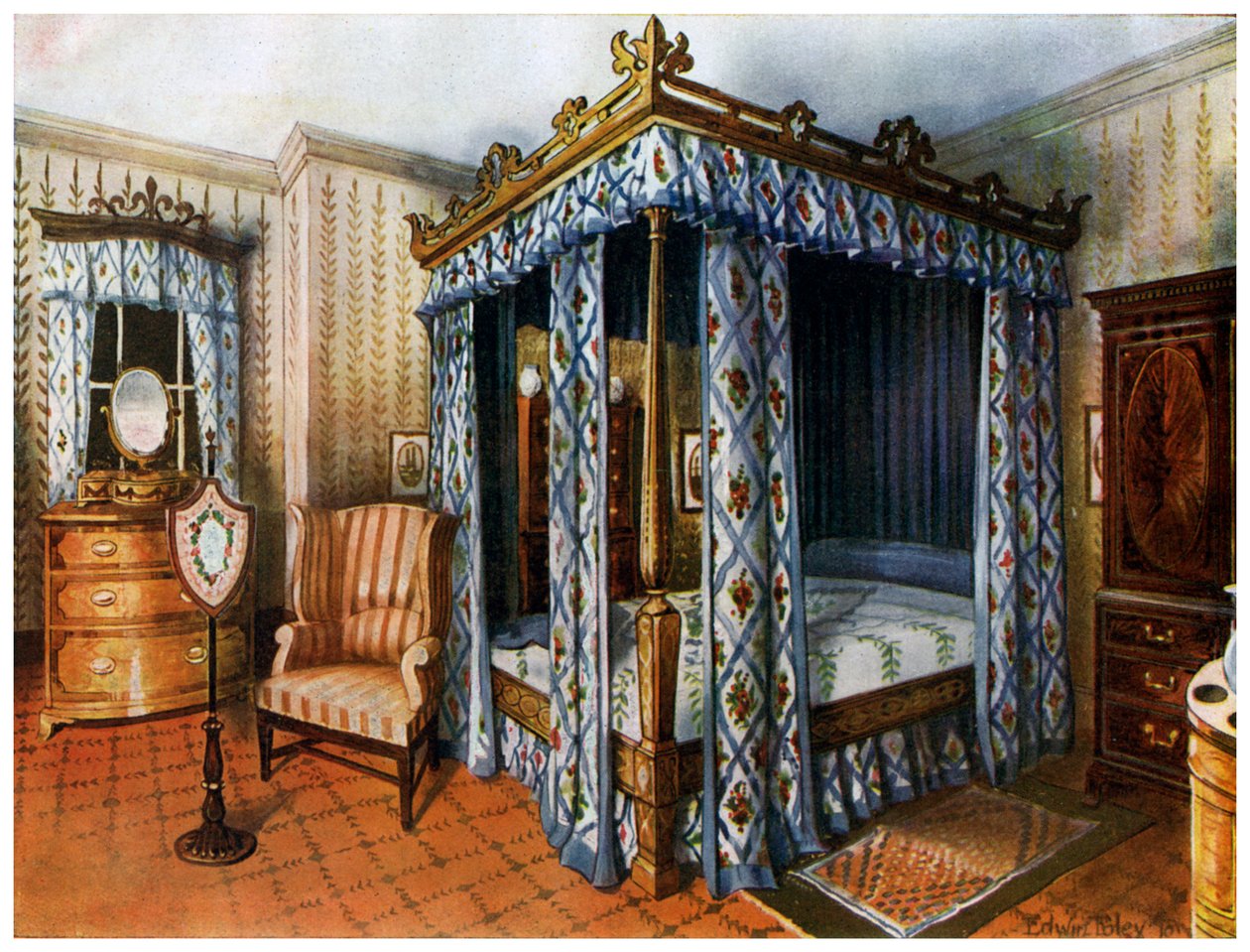 Hepplewhite hálószoba, 1911-1912. alkotó: Edwin Foley