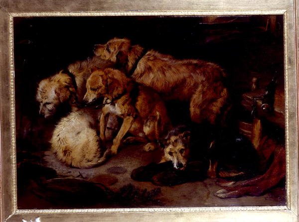 Fireside Party (olaj, vászon) alkotó: Edwin Landseer