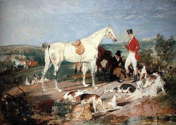 Tanulmány a „vadászoknak és vadászkutyáknak” alkotó: Edwin Landseer