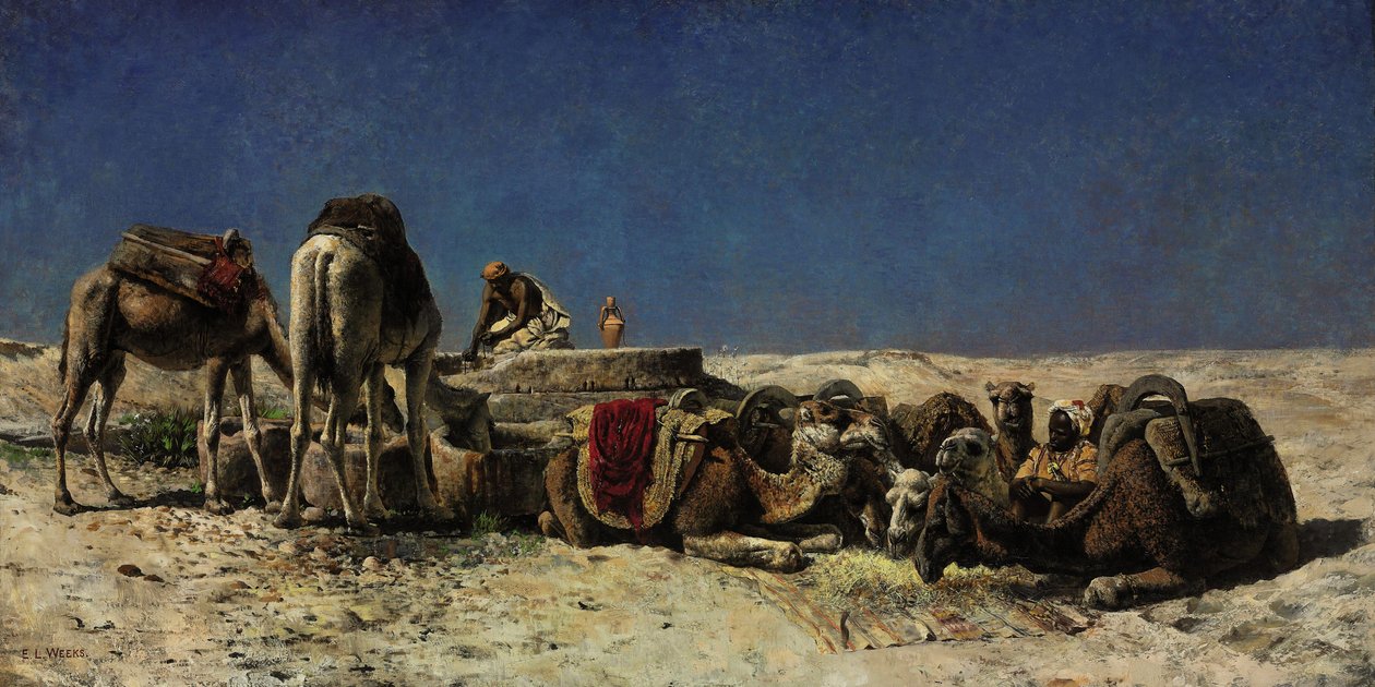 Tevék egy ciszterna mellett alkotó: Edwin Lord Weeks