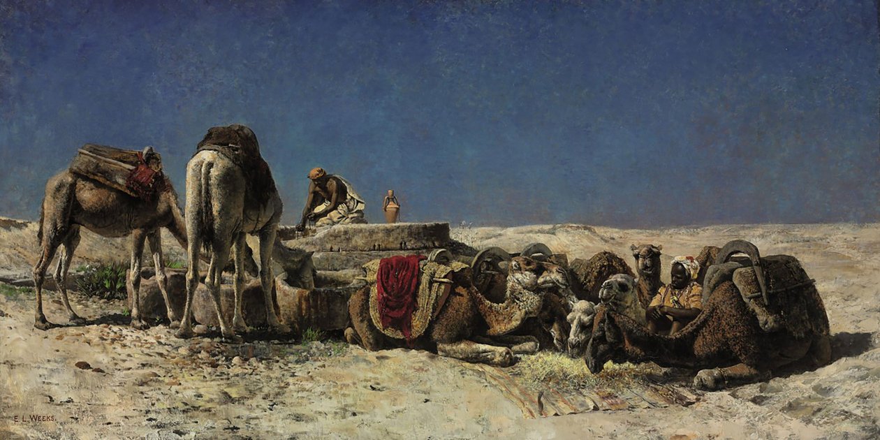 Tevék egy ciszterna mellett alkotó: Edwin Lord Weeks