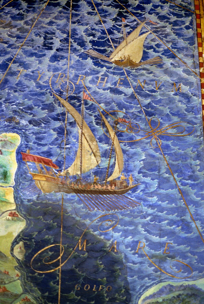 A Tirrén-tenger, részlet a „Földrajzi térképek galériájából”, 1580-83 alkotó: Ignazio Danti