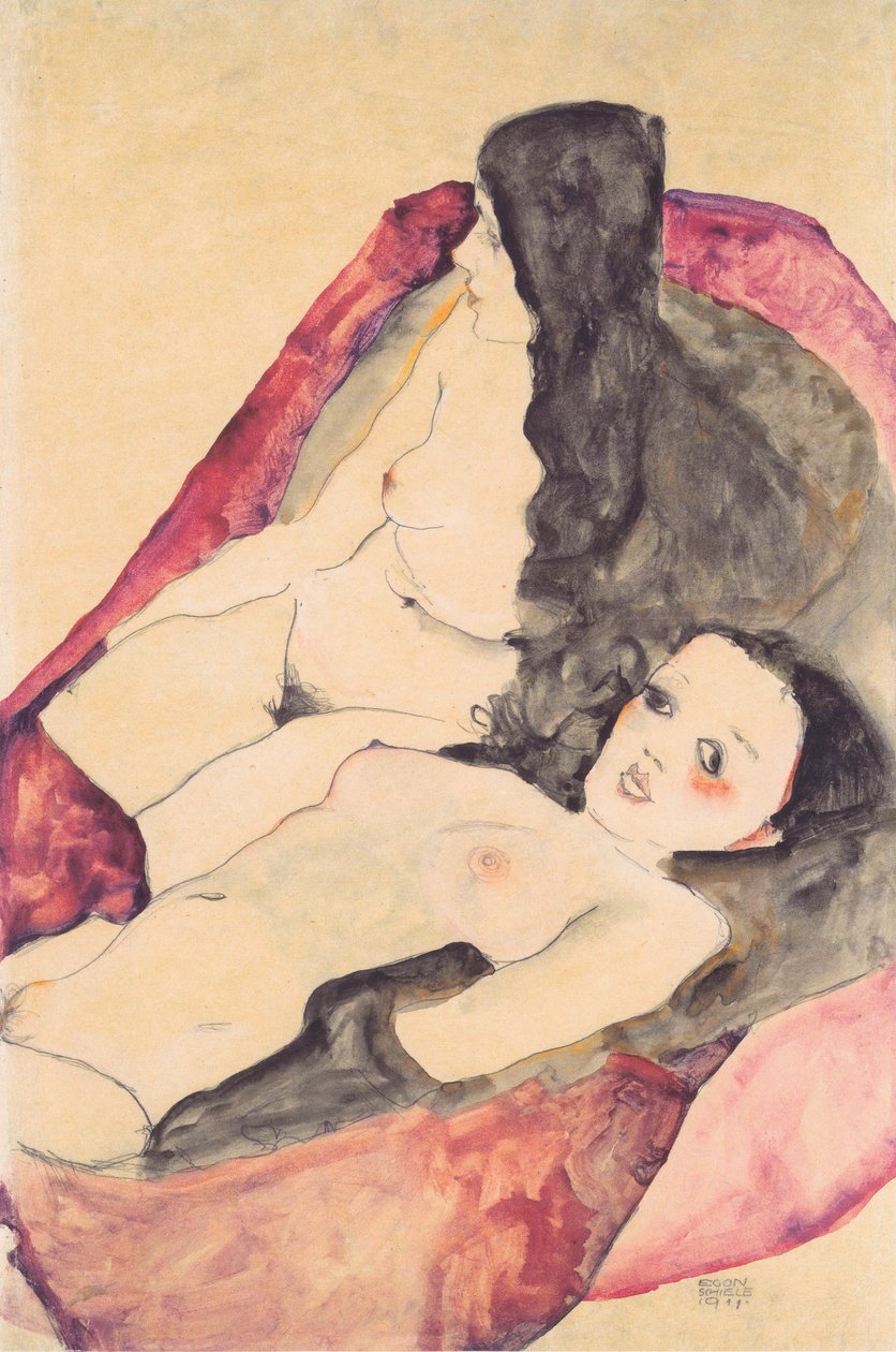 Két lány aktája alkotó: Egon Schiele