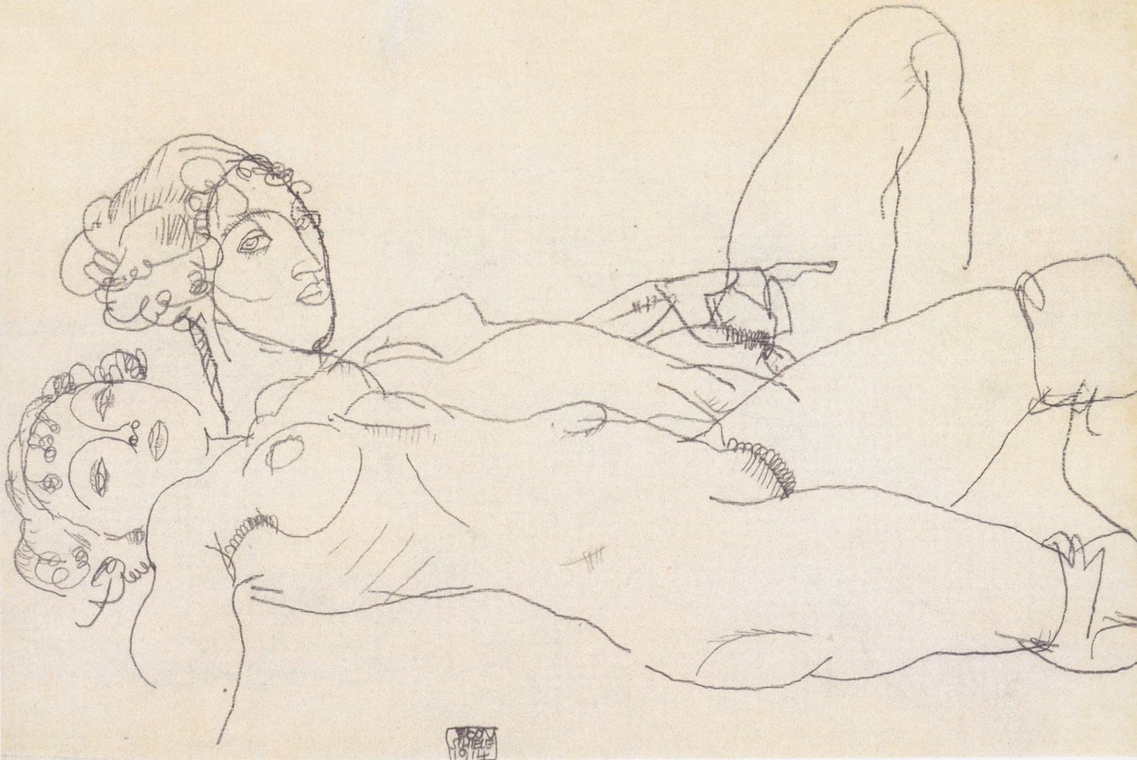 Két fekvő lány dosszié alkotó: Egon Schiele