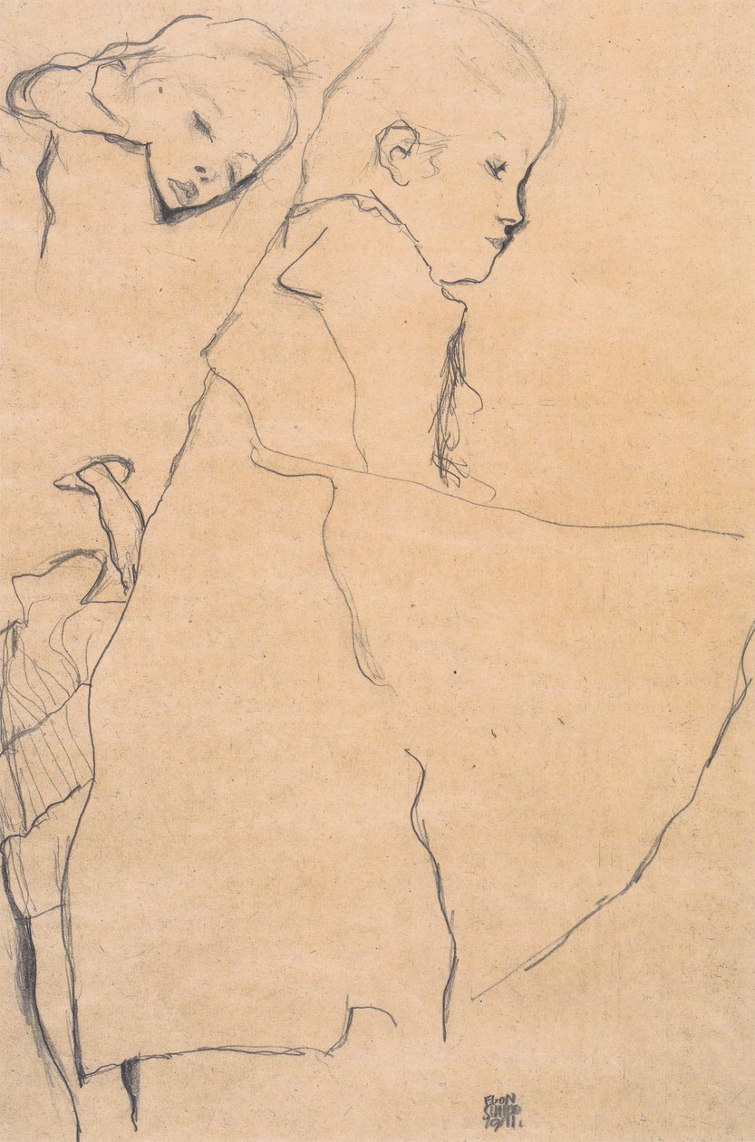 Két szunnyadó lány alkotó: Egon Schiele