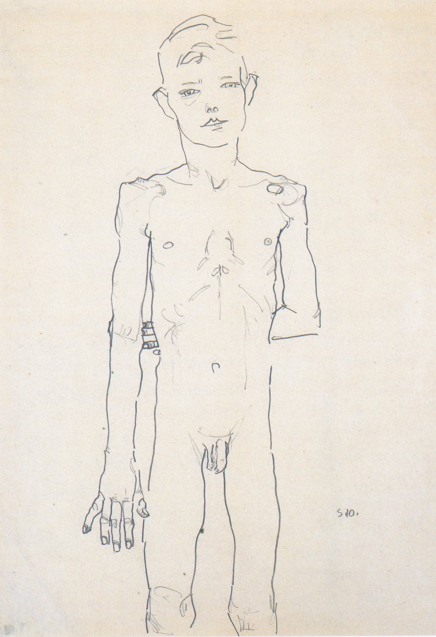 Álló fiú cselekedete alkotó: Egon Schiele