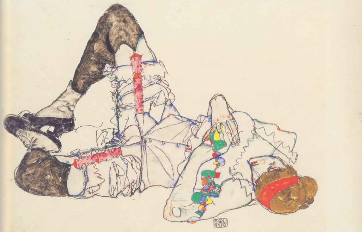 Nő a hátán fekve alkotó: Egon Schiele
