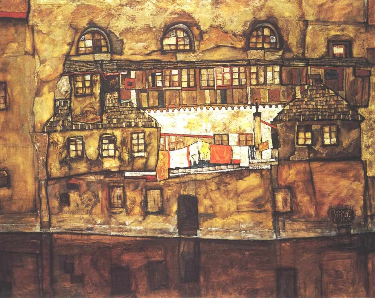 Ház a folyó mellett alkotó: Egon Schiele