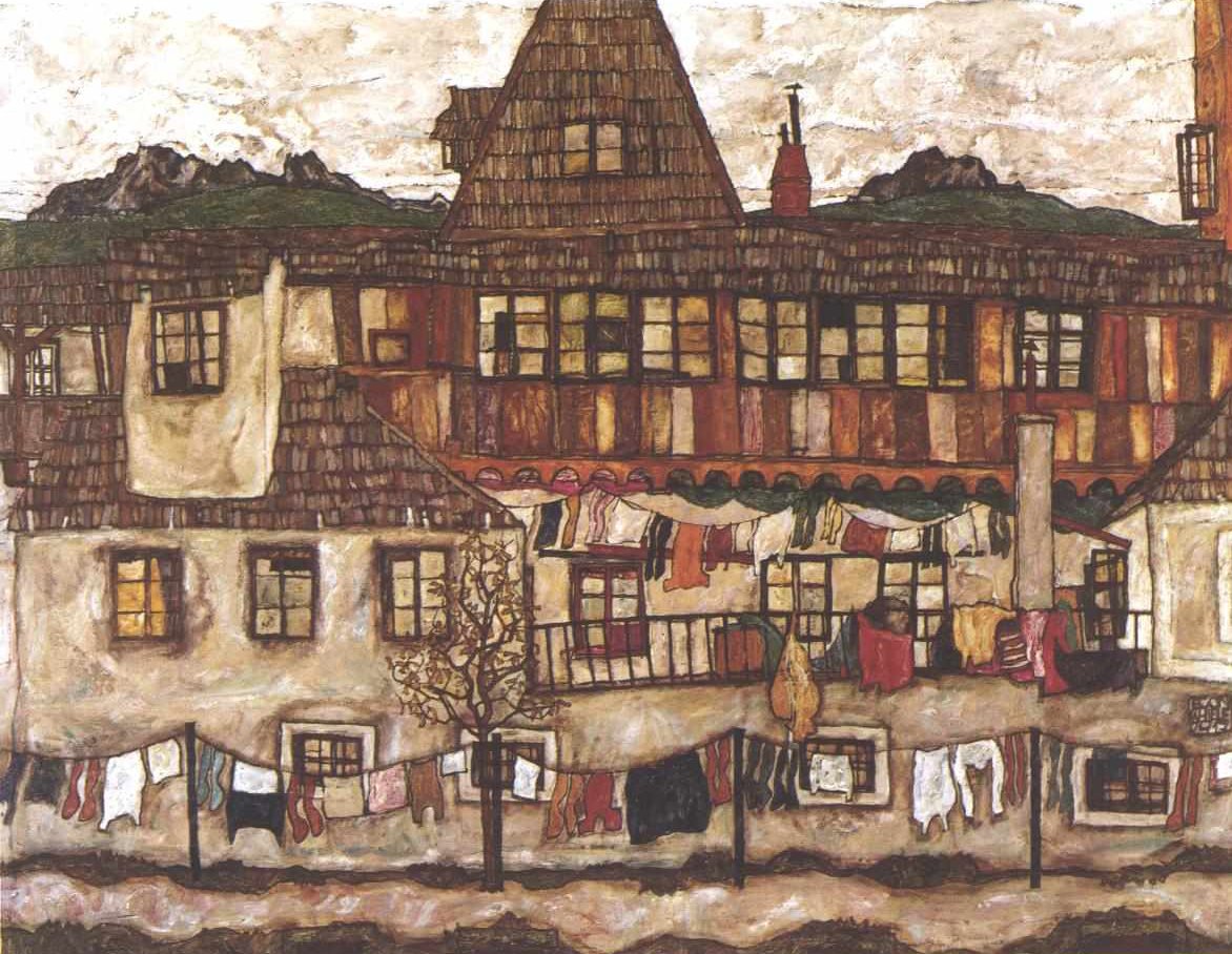 Ház szárítóruhával alkotó: Egon Schiele