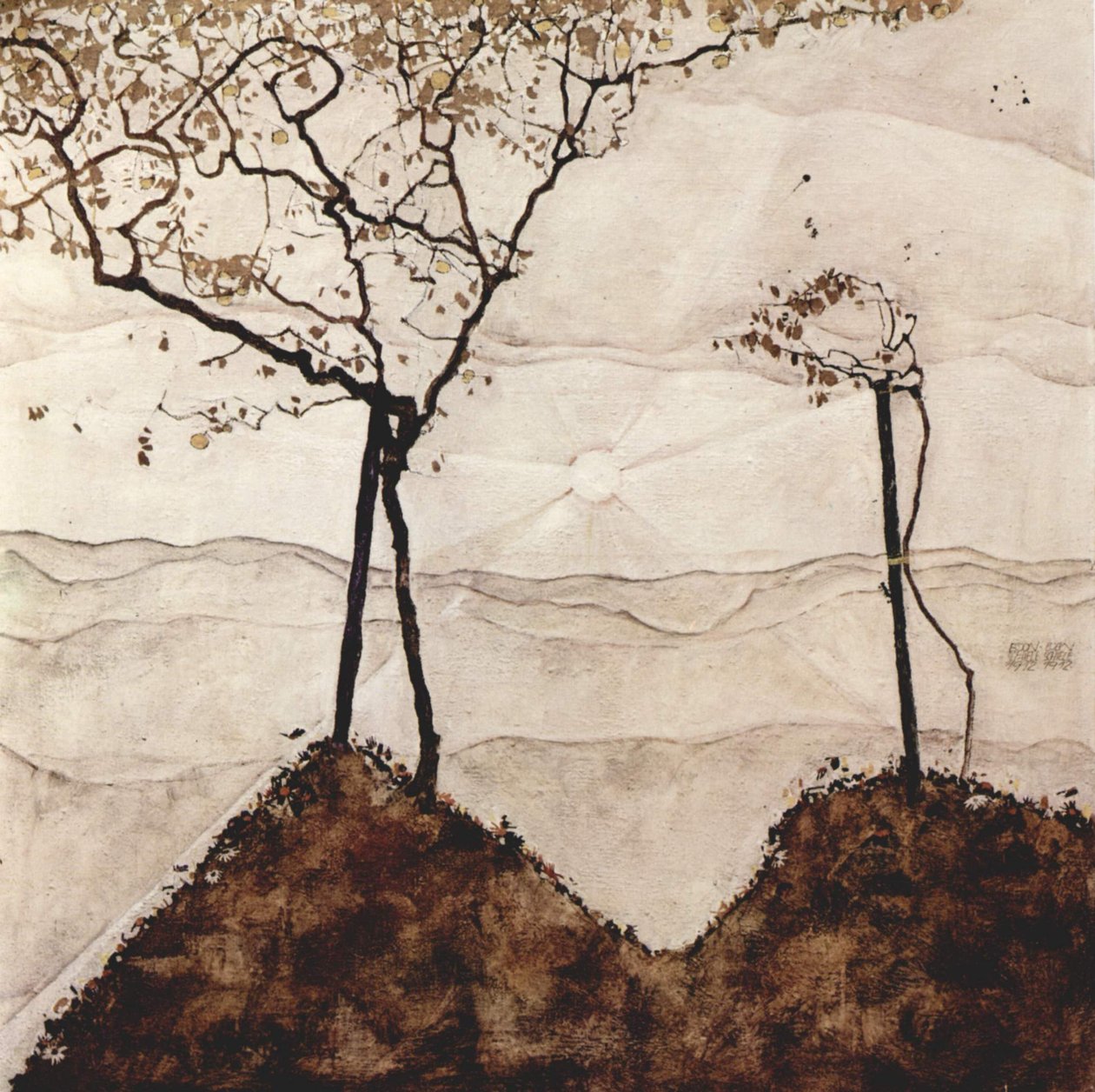 Őszi nap és fák alkotó: Egon Schiele
