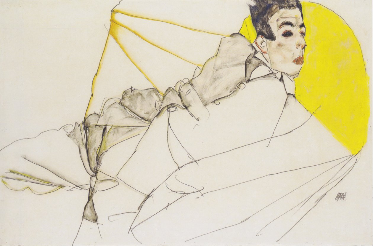 Fekvő fiú (Erich Lederer) alkotó: Egon Schiele