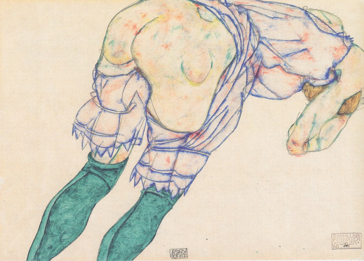 Lány zöld harisnyával alkotó: Egon Schiele