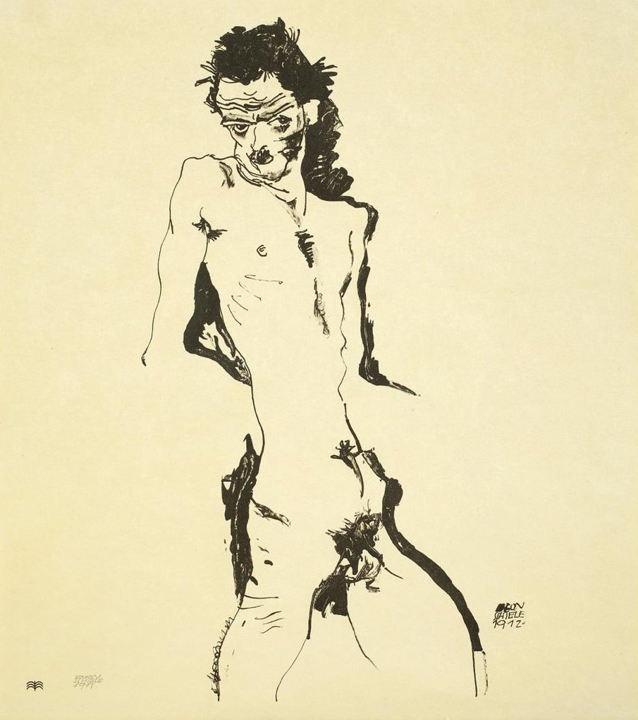 Férfi akt (önarckép) alkotó: Egon Schiele