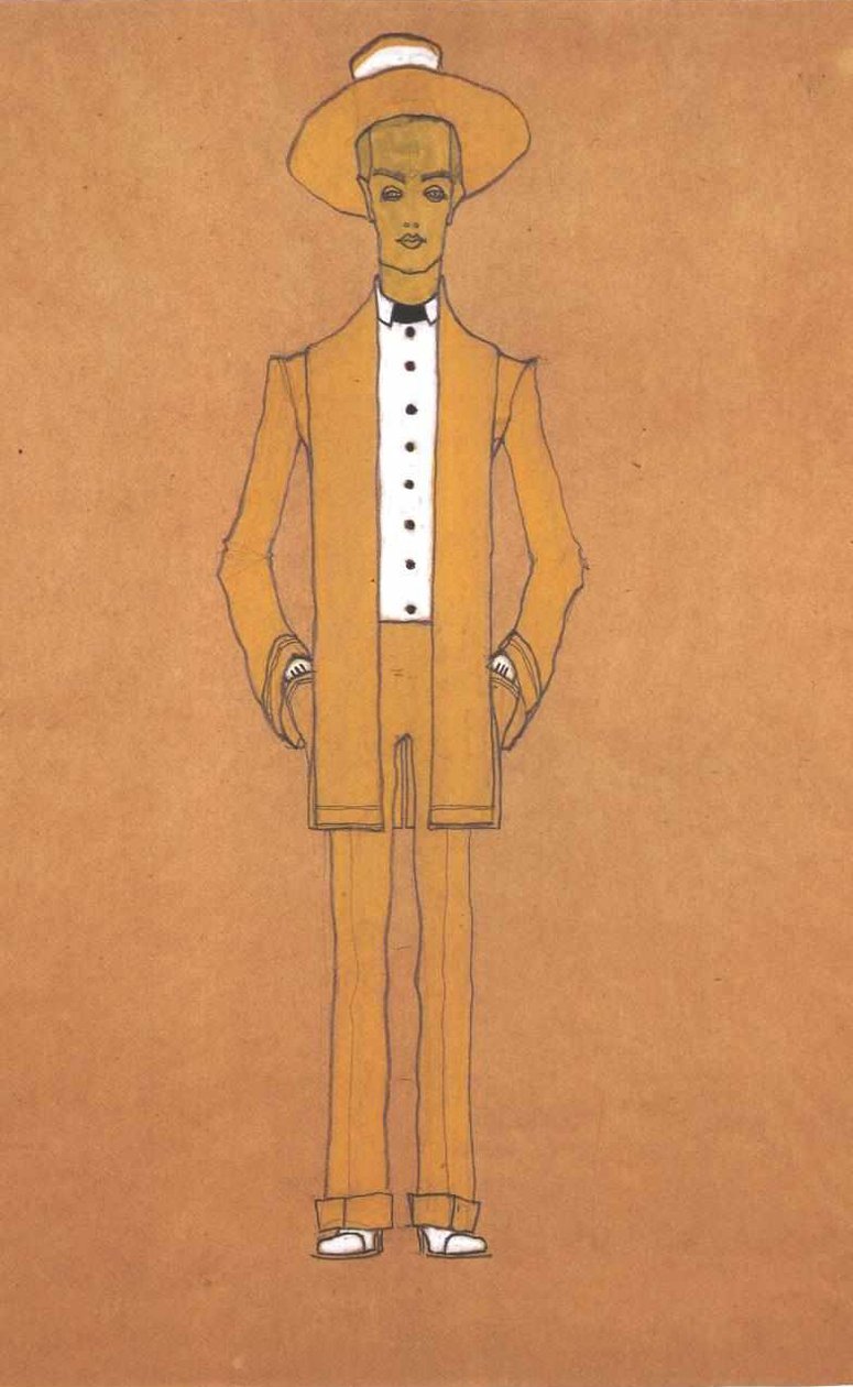 Divattervezés sárga utcai öltöny alkotó: Egon Schiele