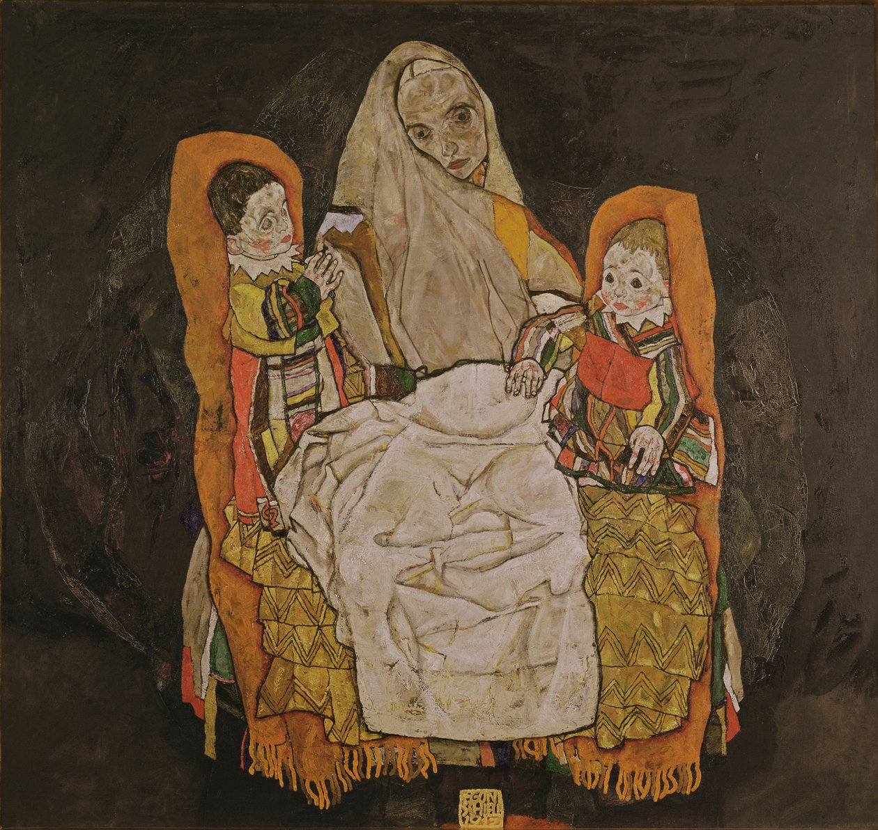 Anya két gyermekkel, 1915-17 alkotó: Egon Schiele