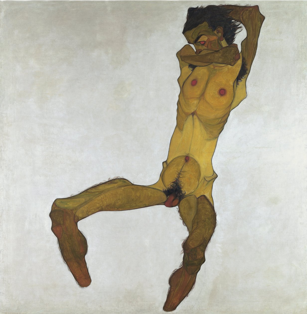 Ülő férfi akt (önarckép) alkotó: Egon Schiele