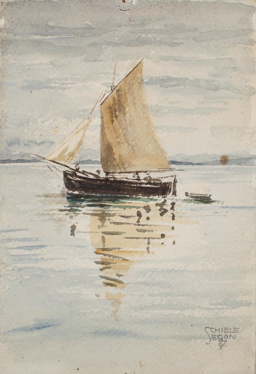 Vitorlás hajó tükröződésekkel alkotó: Egon Schiele