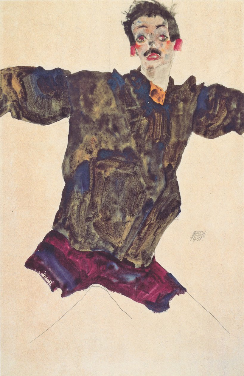 Önarckép kitárt karokkal alkotó: Egon Schiele