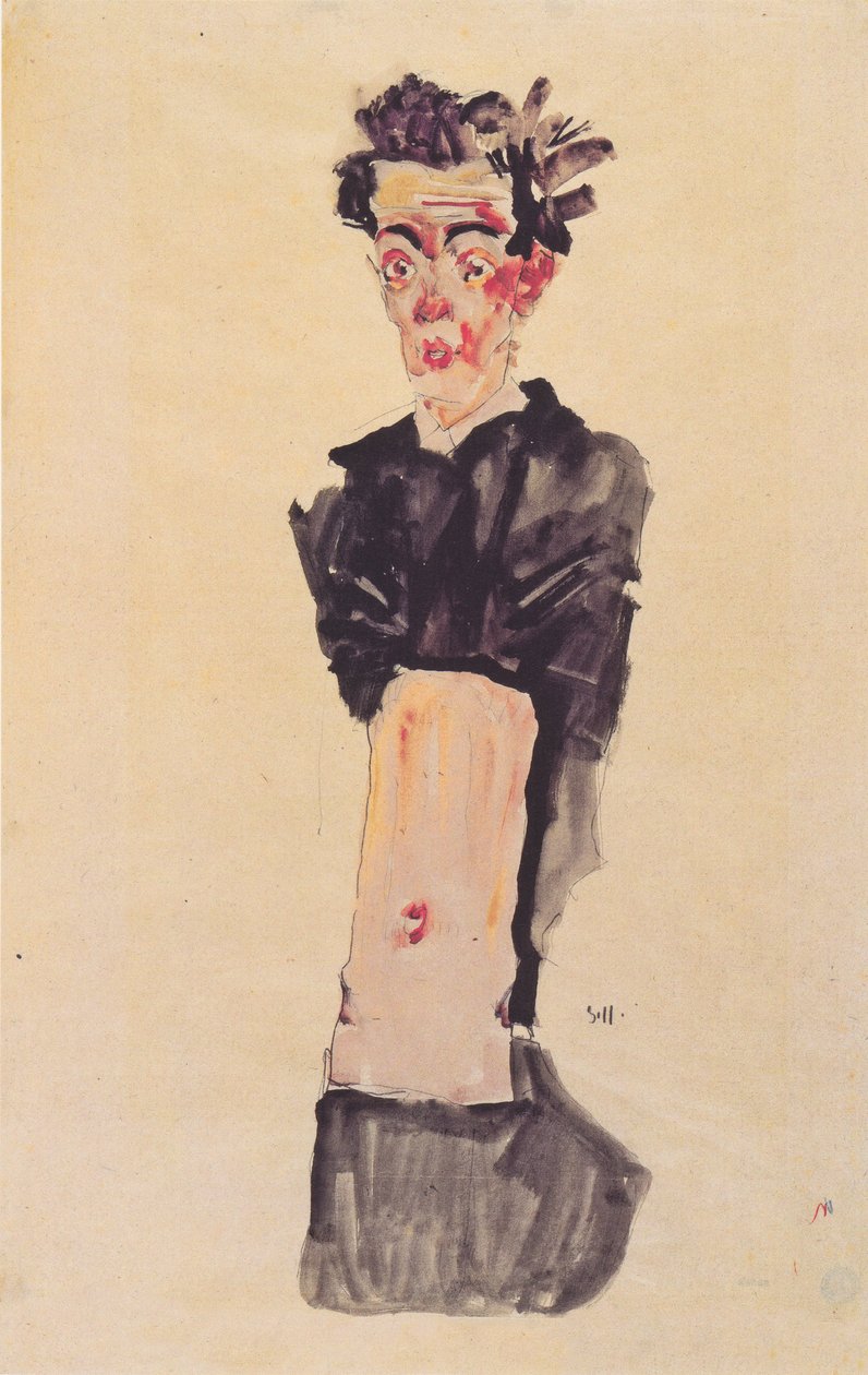 Önarckép csupasz köldökkel alkotó: Egon Schiele