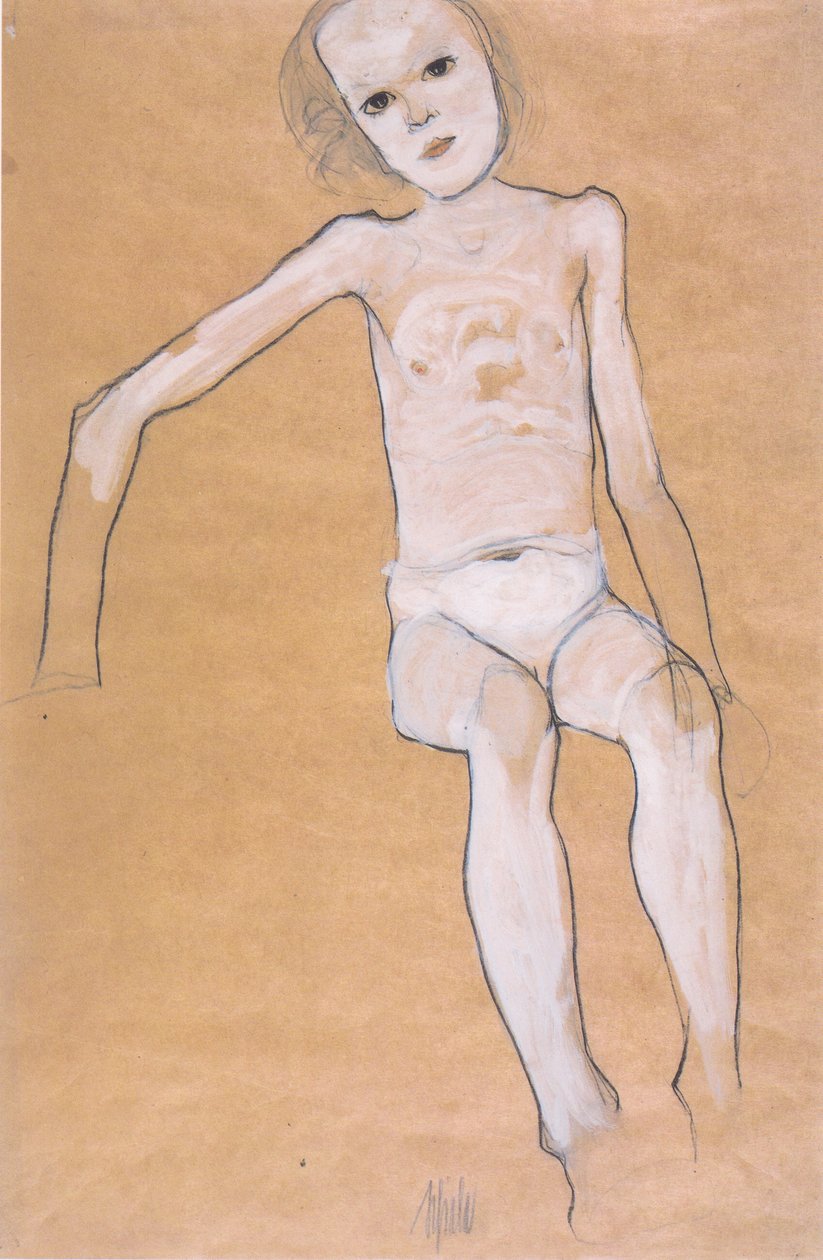 Ülő meztelen lány alkotó: Egon Schiele