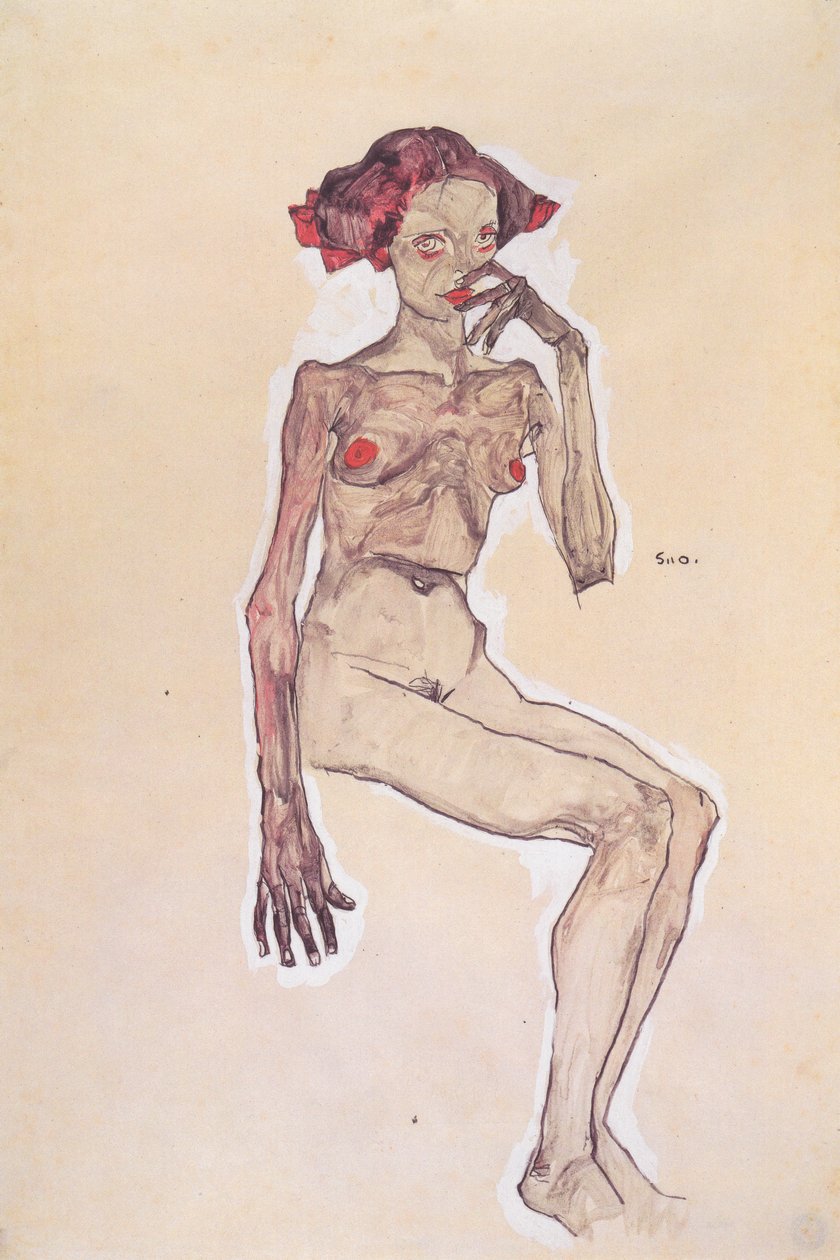 Ülő meztelen lány alkotó: Egon Schiele