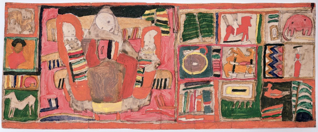 Vázlat egy pénztárcához, amely két gyermekes anyát ábrázol, 1915 körül (olaj, papír) alkotó: Egon Schiele