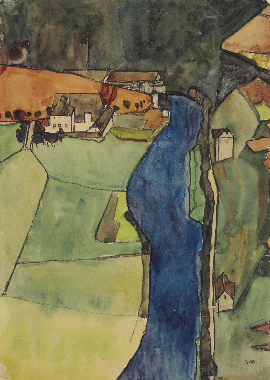 Város a kék folyón alkotó: Egon Schiele