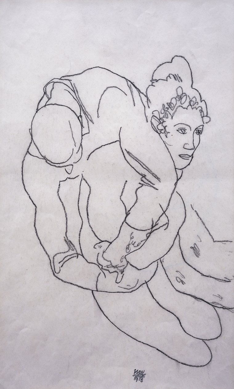 Ölelve lenni; Umarmende, 1918 alkotó: Egon Schiele