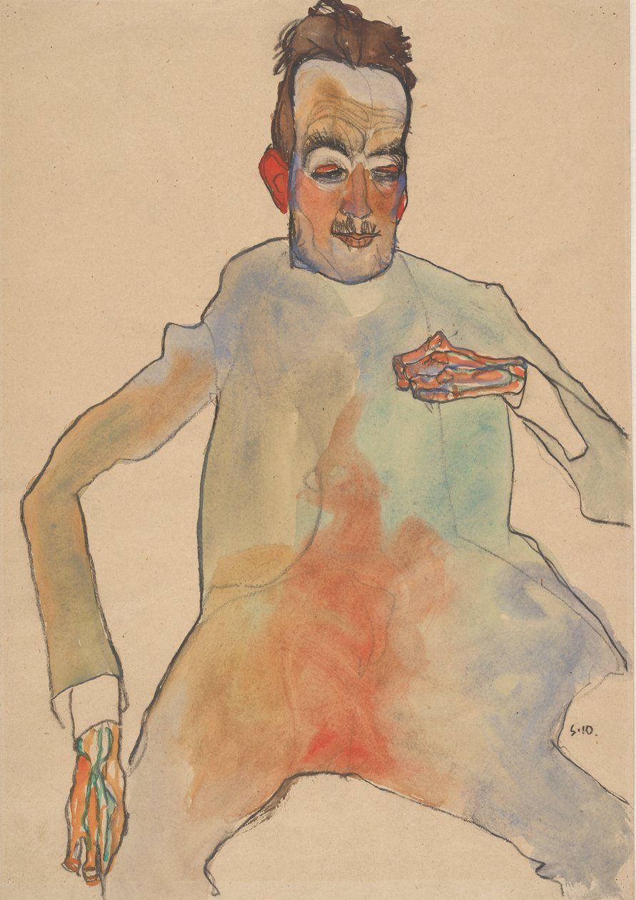 Cselista, 1910. alkotó: Egon Schiele