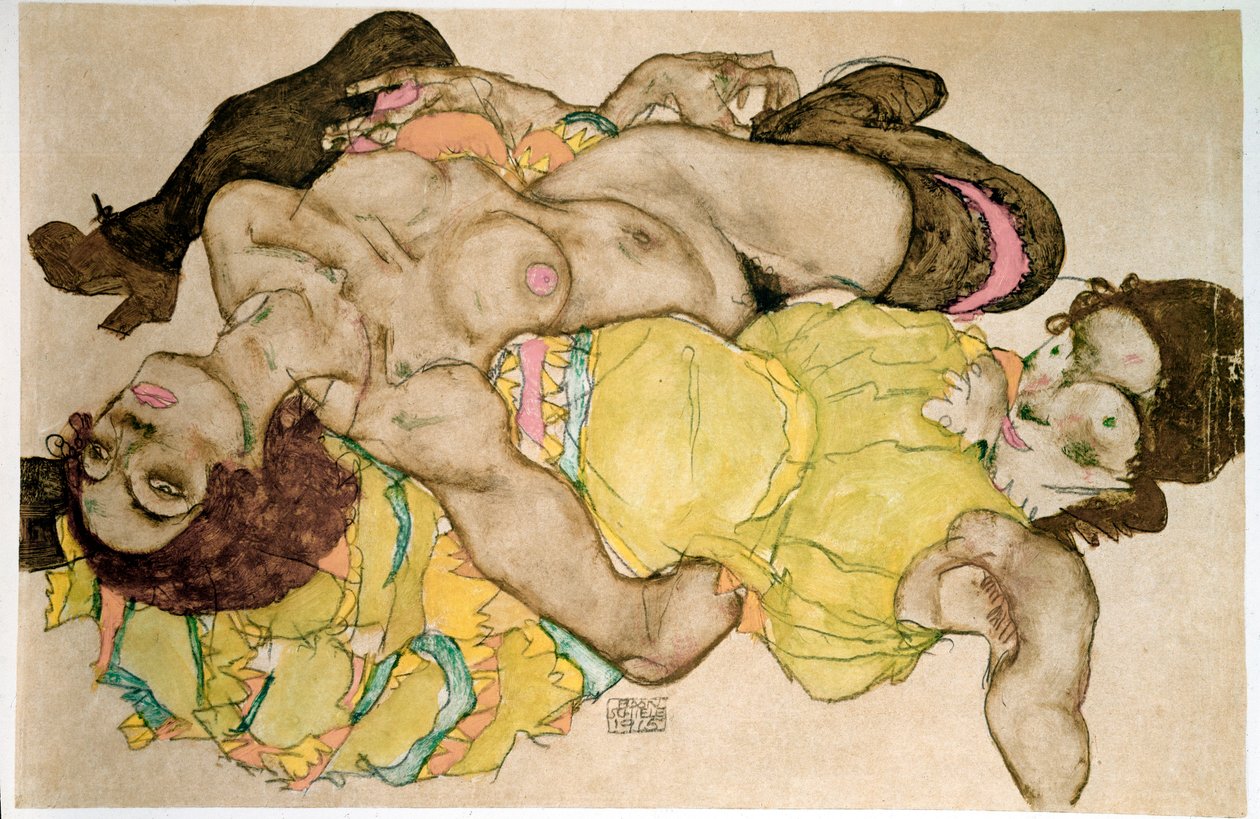 Íves nők. Egon Schiele rajza alkotó: Egon Schiele
