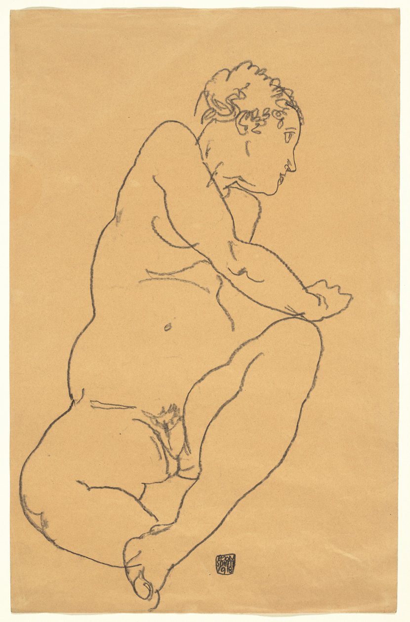 Balra hajló női akt alkotó: Egon Schiele