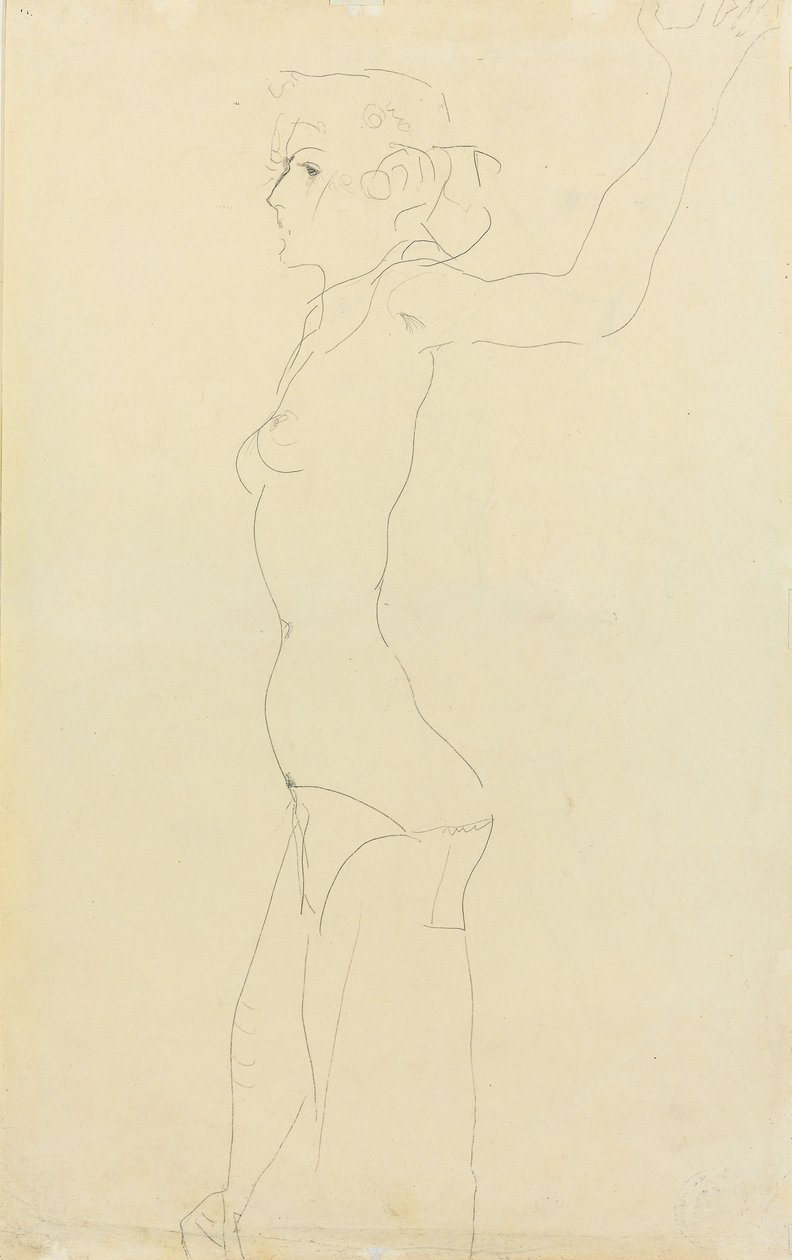 Női akt; Madchenakt, 1911 alkotó: Egon Schiele