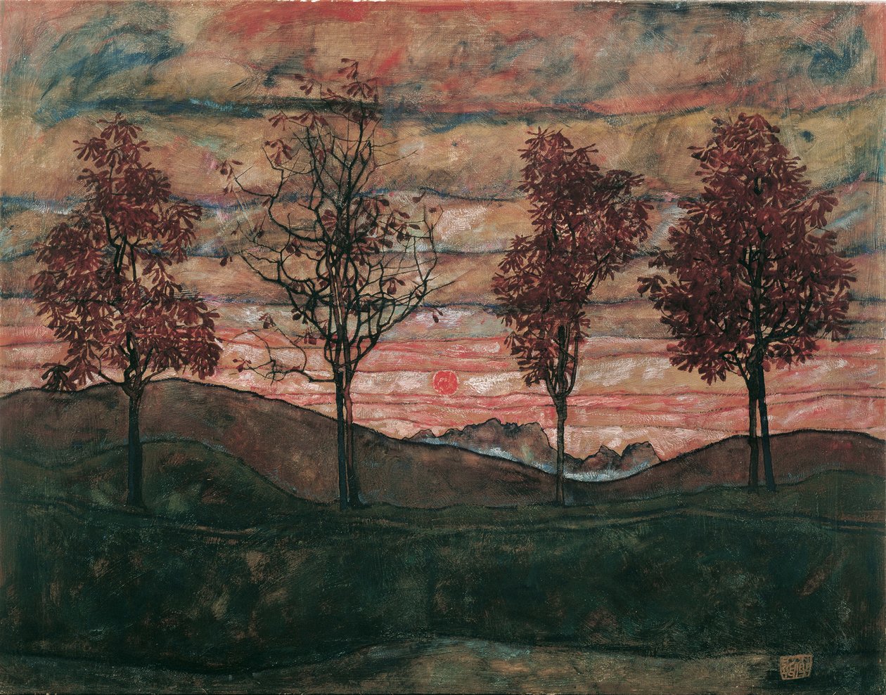 Négy fa, 1917. alkotó: Egon Schiele