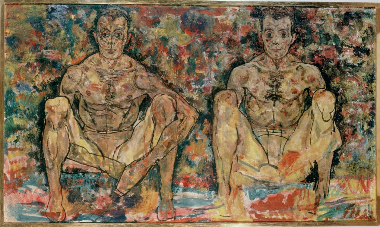 Guggoló férfi pár ... alkotó: Egon Schiele