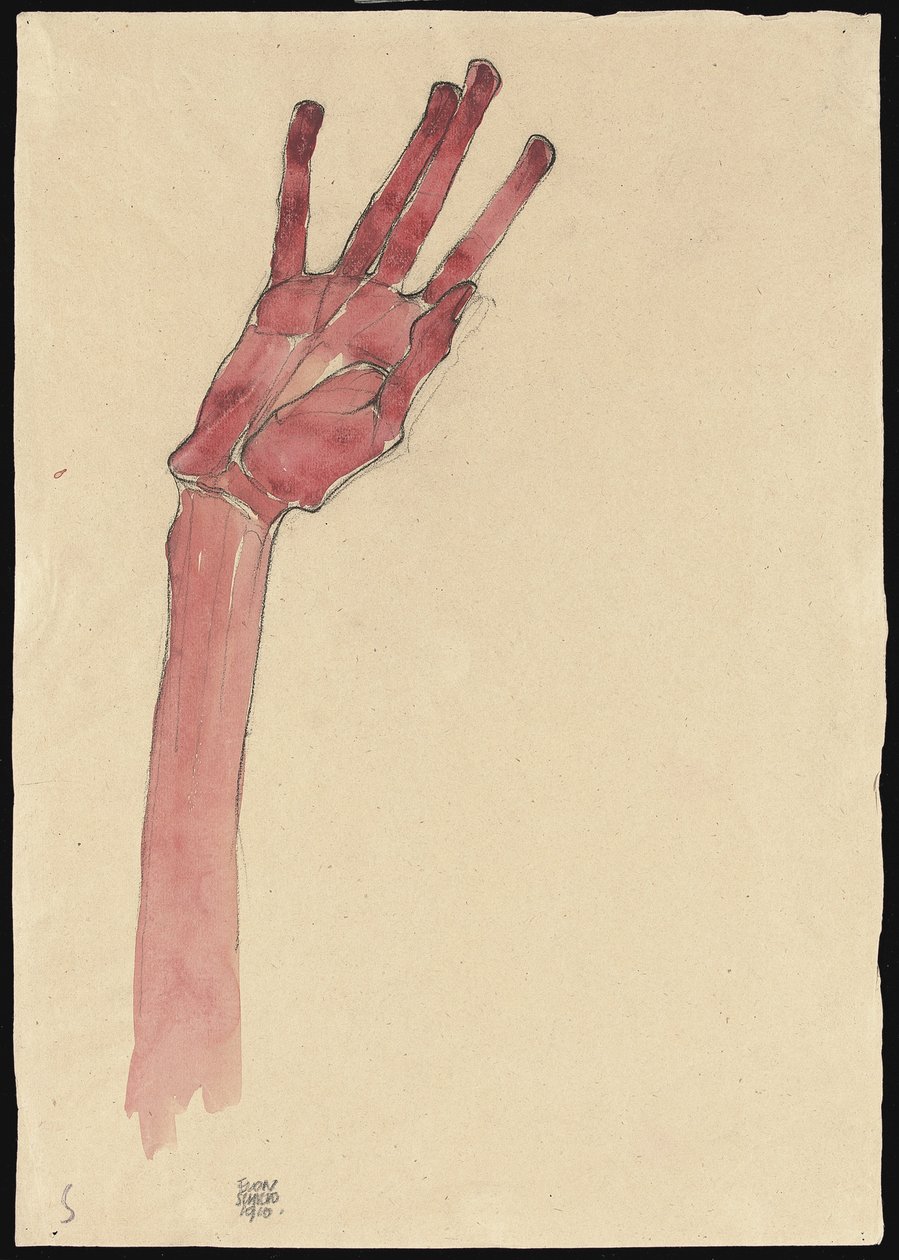 Felemelt piros kéz, 1910 alkotó: Egon Schiele