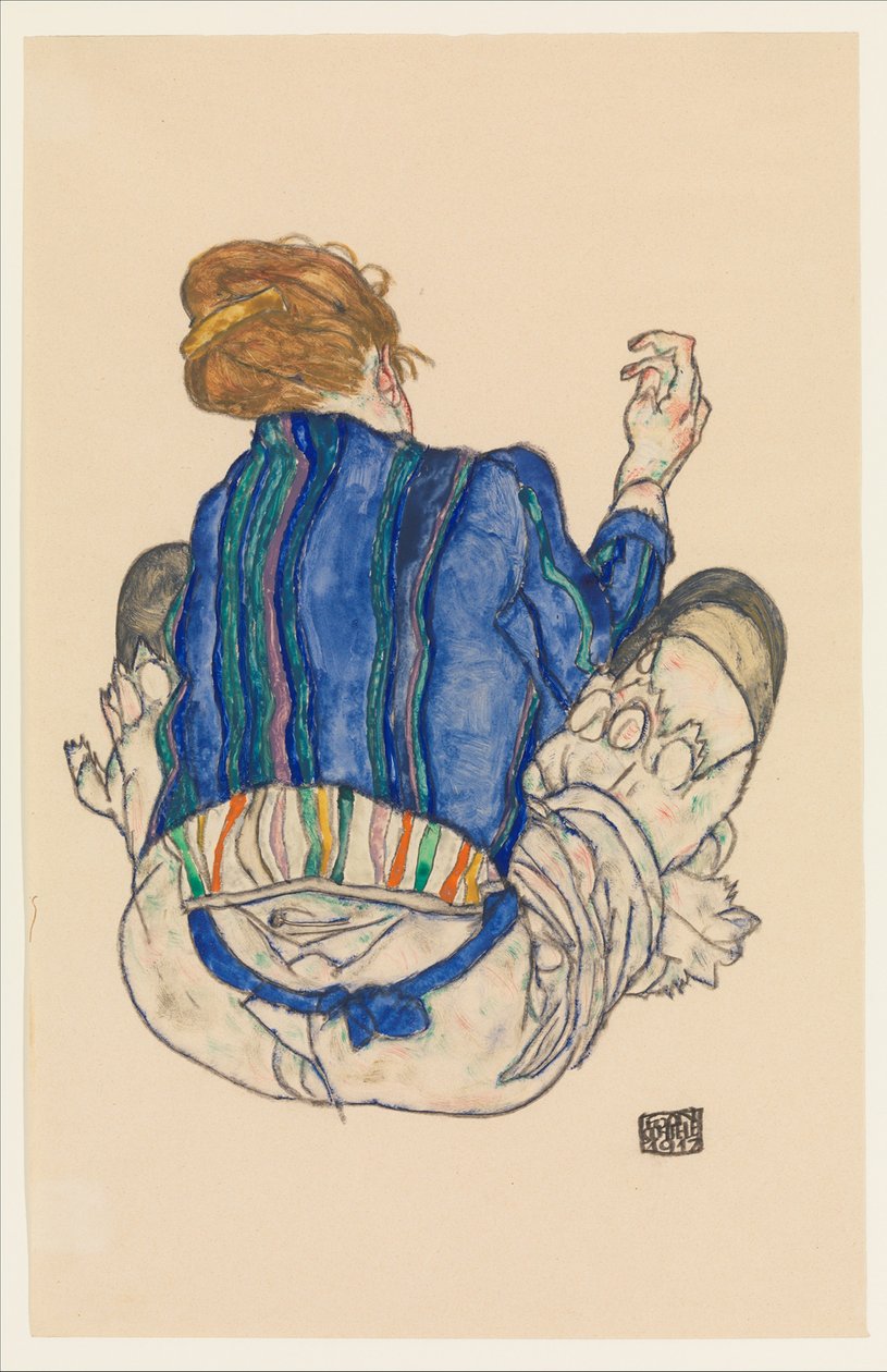 Ülő nő, hátulnézet, 1917 alkotó: Egon Schiele