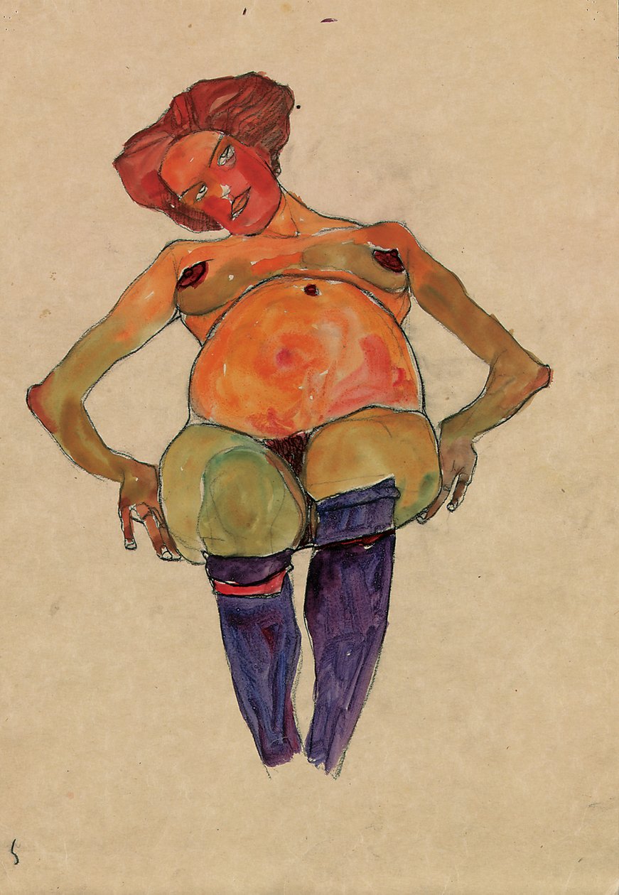 Ülő terhes nő alkotó: Egon Schiele