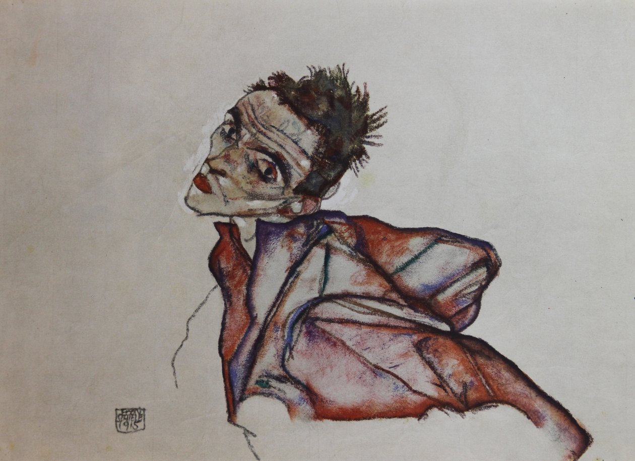 Önarckép hátratartott karokkal, 1915. alkotó: Egon Schiele
