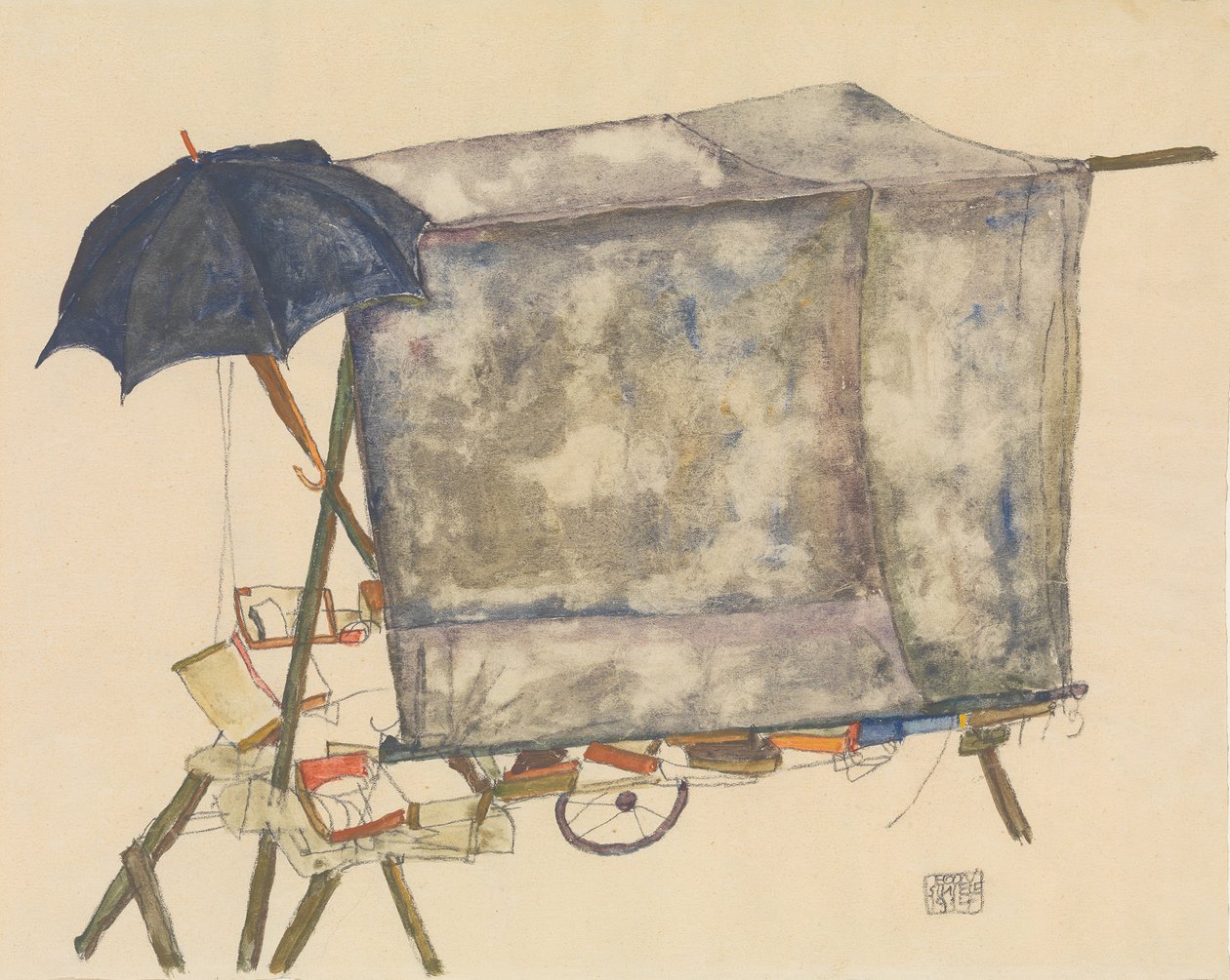 Utcai szekér, 1914. alkotó: Egon Schiele