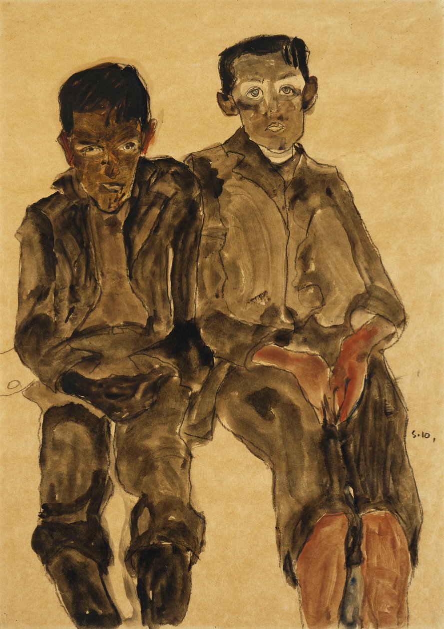 Két ülő fiú; Két ülő fiú, 1910 alkotó: Egon Schiele