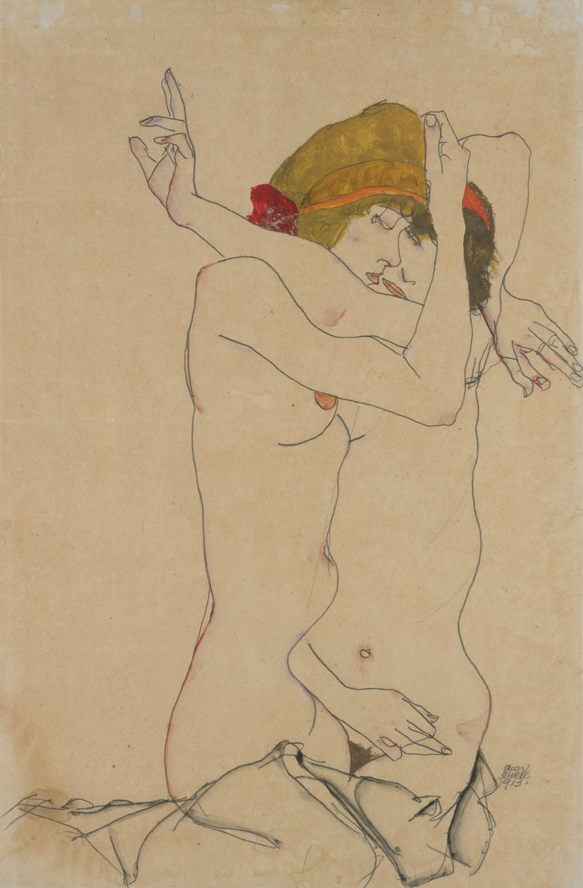 Két nő ölelkezik, 1913 alkotó: Egon Schiele