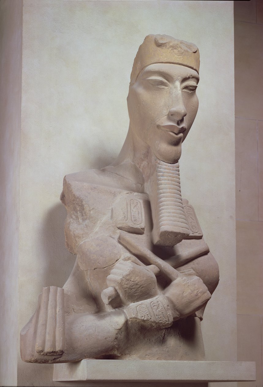 Ehnaton (Kr. e. 1365-1349) Ozirisz oszlopa IV. Amenophis naptemplomából Karnakban, Új Királyságban, ie 1350 körül (terrakotta) alkotó: Egyptian 18th Dynasty
