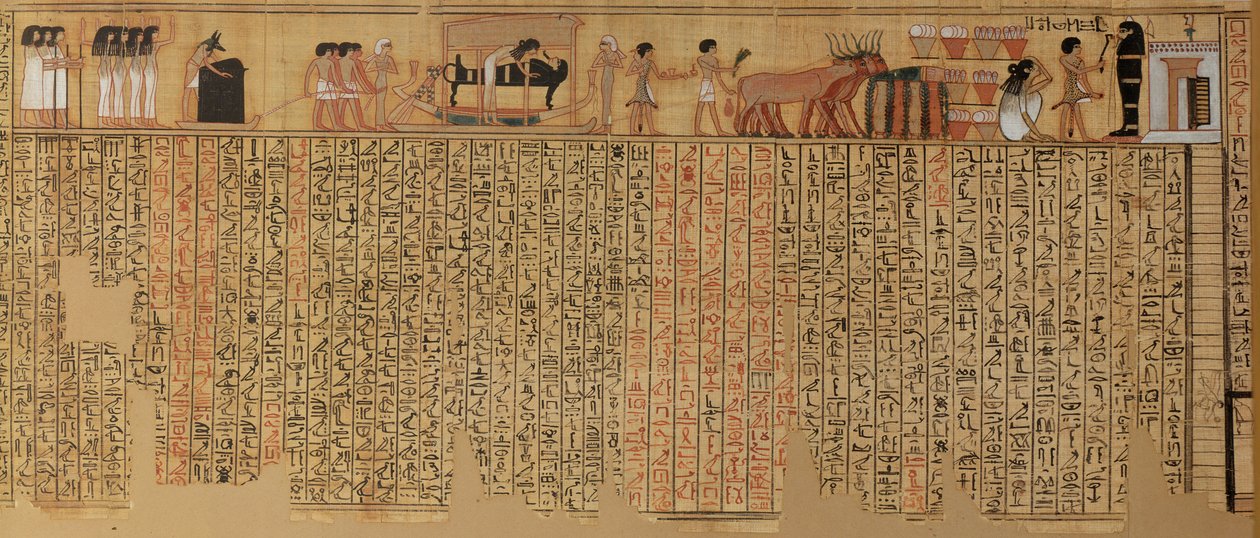 Az elhunyt szelleme alászáll a sírjába, Neqbed írnok halottak könyvéből, Új Királyság (papirusz) alkotó: Egyptian 18th Dynasty