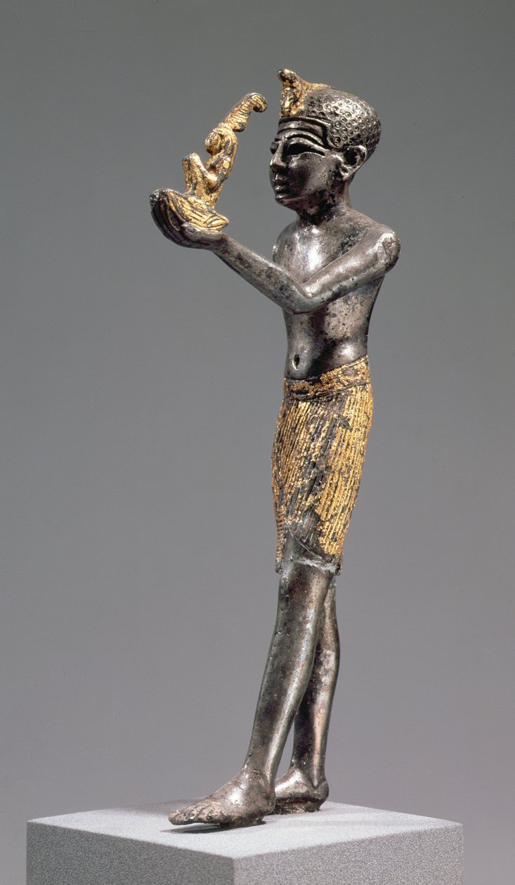 A fáraó felajánlást tesz Maat istennő előtt, Újbirodalom, ie 1303-1224 (ezüst részleges aranyozással) alkotó: Egyptian 19th Dynasty
