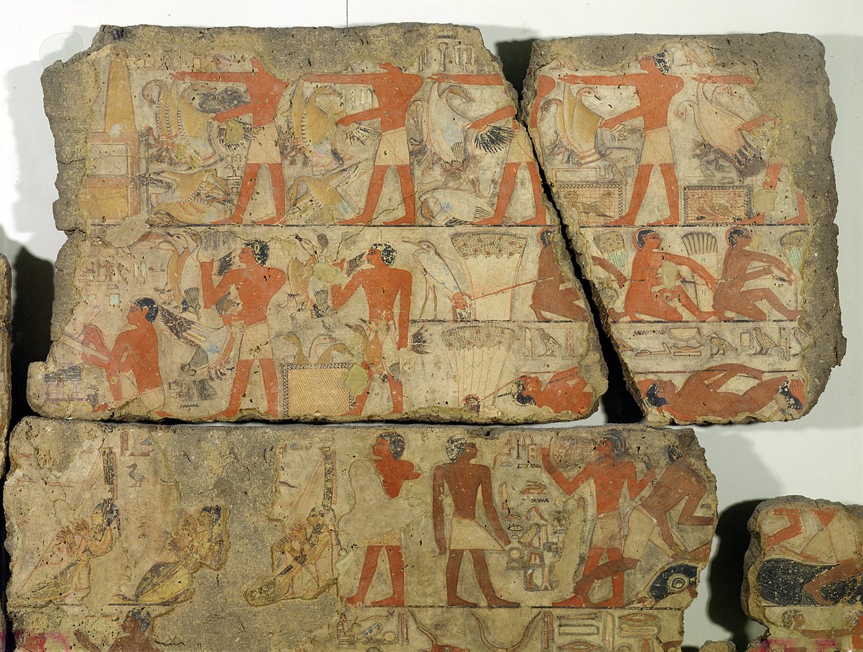 Festmények Metjetji sírjából, Szakkarából, Óbirodalom (festett kő) alkotó: Egyptian 6th Dynasty