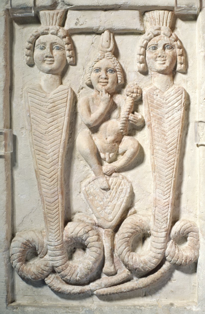 Harpocrates a lótuszon, kopt (mészkő) alkotó: Egyptian