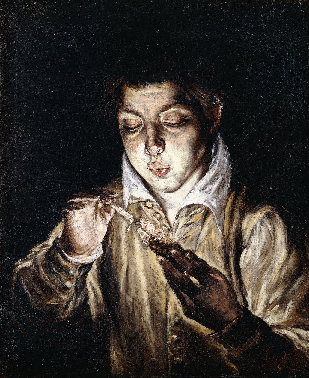 Egy fiú gyertyát gyújt, alkotó: El Greco