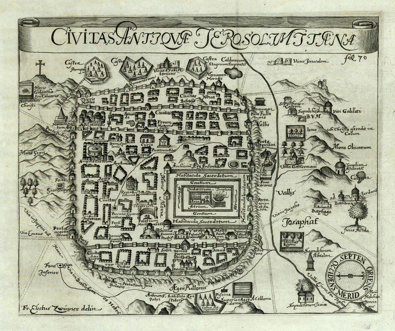 Jeruzsálem térképe, 1661 alkotó: Electus Zwinner