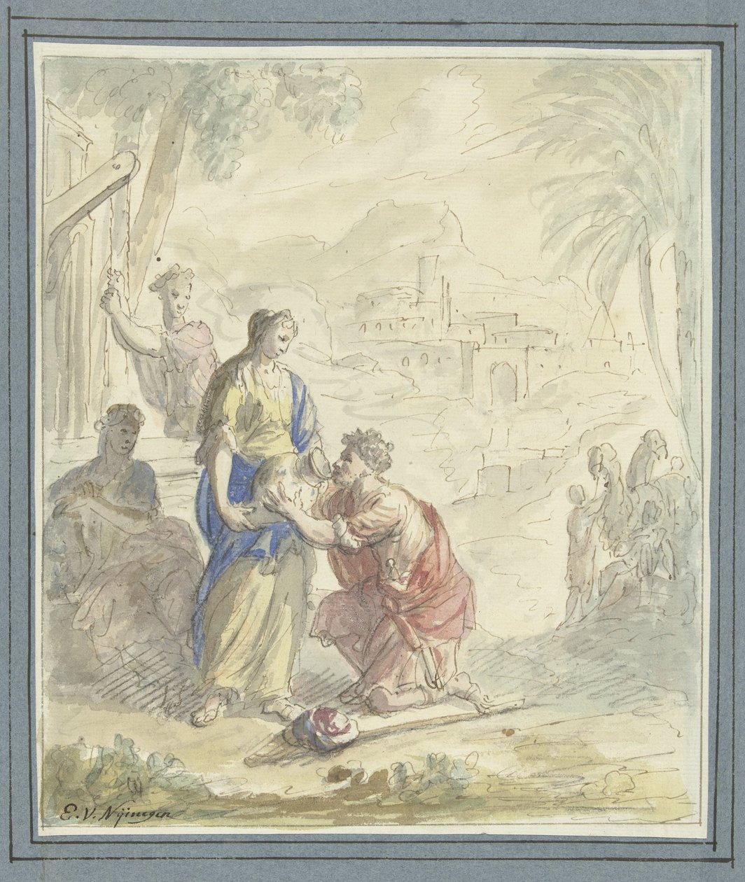 Rebeka és Eliézer a kútnál alkotó: Elias van Nijmegen