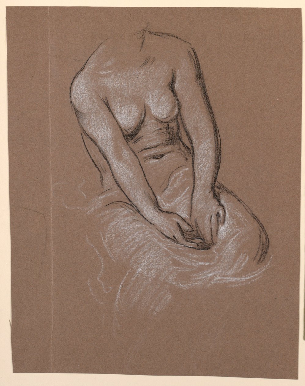 Rajz, Női felsőtest tanulmány, 1885 körül. alkotó: Elihu Vedder